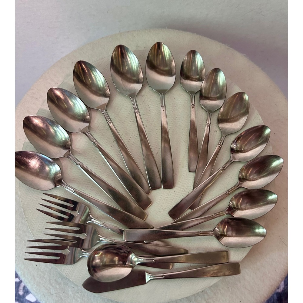 Oneidacraft Deluxe Stainless Lasting Rose Flatware Set 15 Pieces Spoons Forks